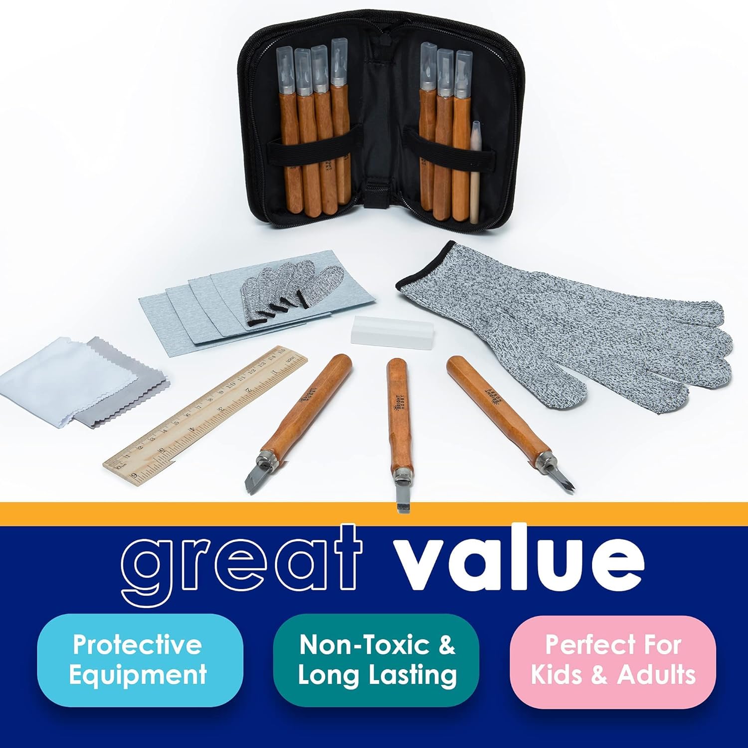 26-Pieces Wood Carving Tools Kit for Beginners, Professionals, Super Sharp High Carbon Wood Carving Knife Set, Whittling Kit for Multipurpose Sculpting, Soap, Pumpkin Carving and More - Image 4