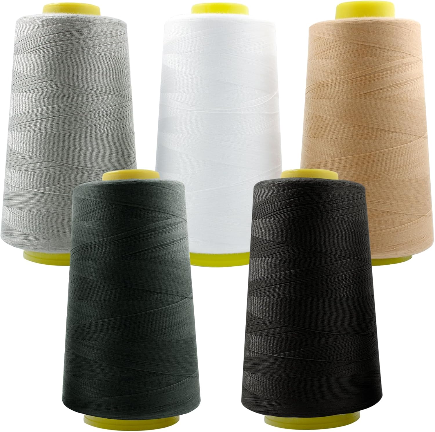 PSON 5 Color Polyester Sewing Thread Spools, 3000 Yard Thread for Sewing Machine, Hand Repair Works, Weaves, Craft