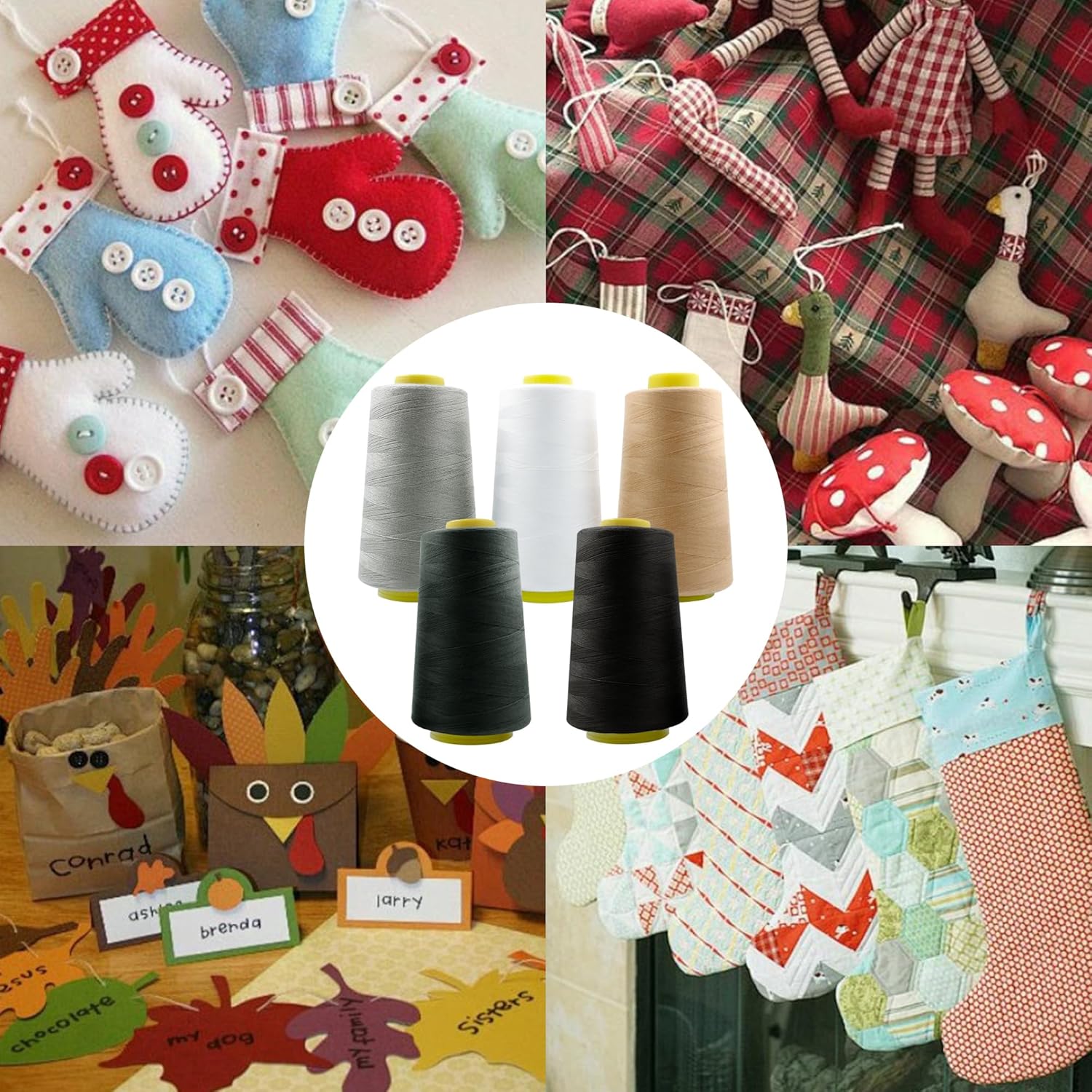 PSON 5 Color Polyester Sewing Thread Spools, 3000 Yard Thread for Sewing Machine, Hand Repair Works, Weaves, Craft - Image 5