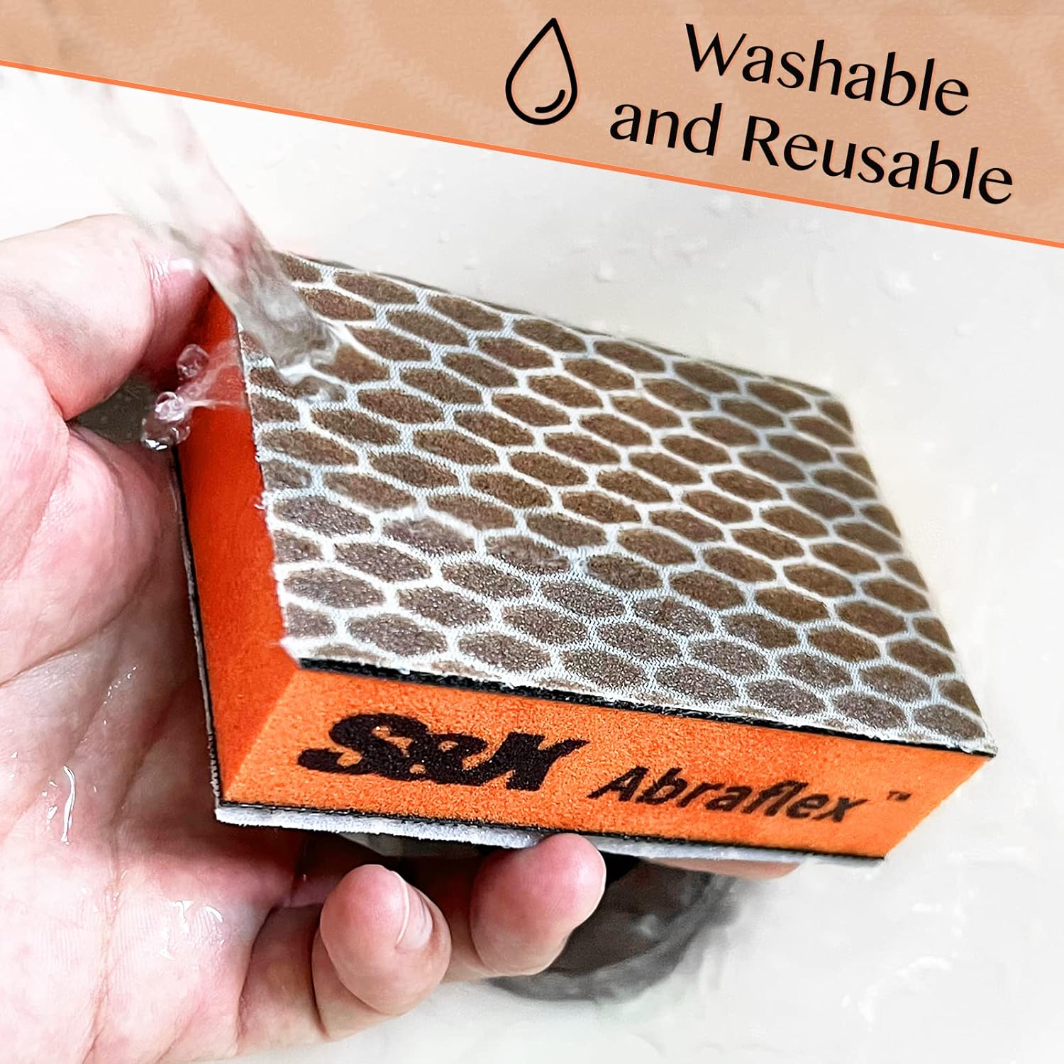 S&X Sanding Sponge Set 6-Pack of Hook and Loop Sandpaper Interchangeable 6 Assorted Grits - Wet and Dry, Anti-Clogging, Durable (6) - Image 4